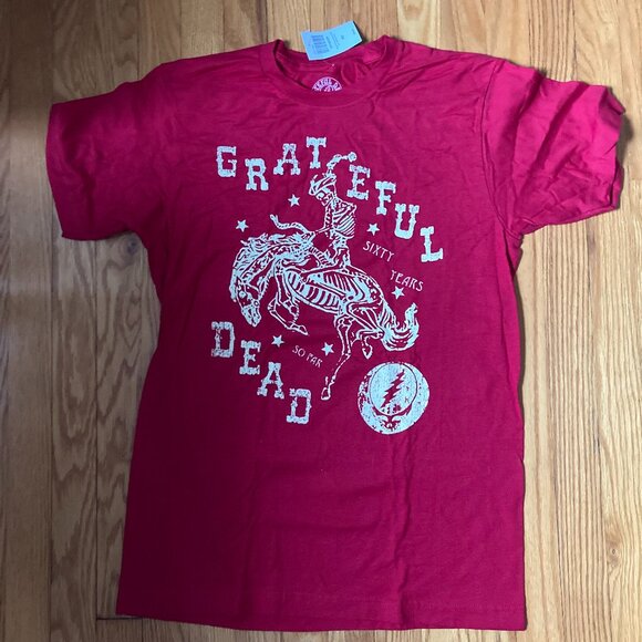 Grateful Dead T-Shirt - Skeleton Cowboy- 60 Years So Far 💀💀🌹🌹 - Picture 1 of 5